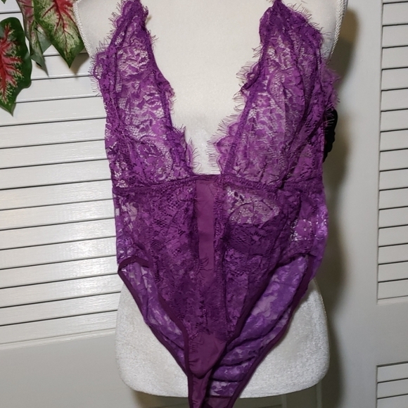 ZEXXXY Puple Eyelash Lace Teddy Lingerie NWT bag M - Picture 7 of 8